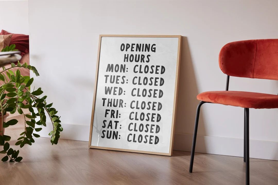 Opening Hours PHYSICAL PRINT Opening Hours Poster - Etsy | Etsy (US)