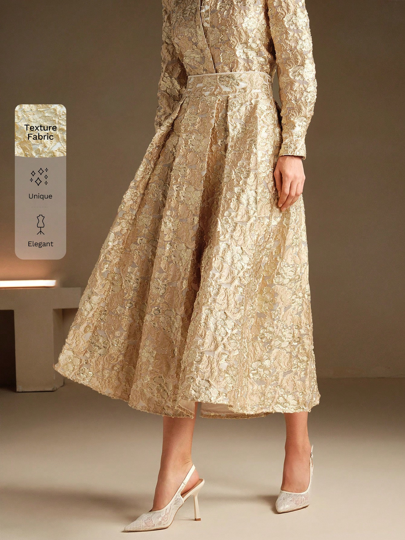 Anewsta Women Modern Chinese Style Gold Foil Jacquard Skirt | SHEIN