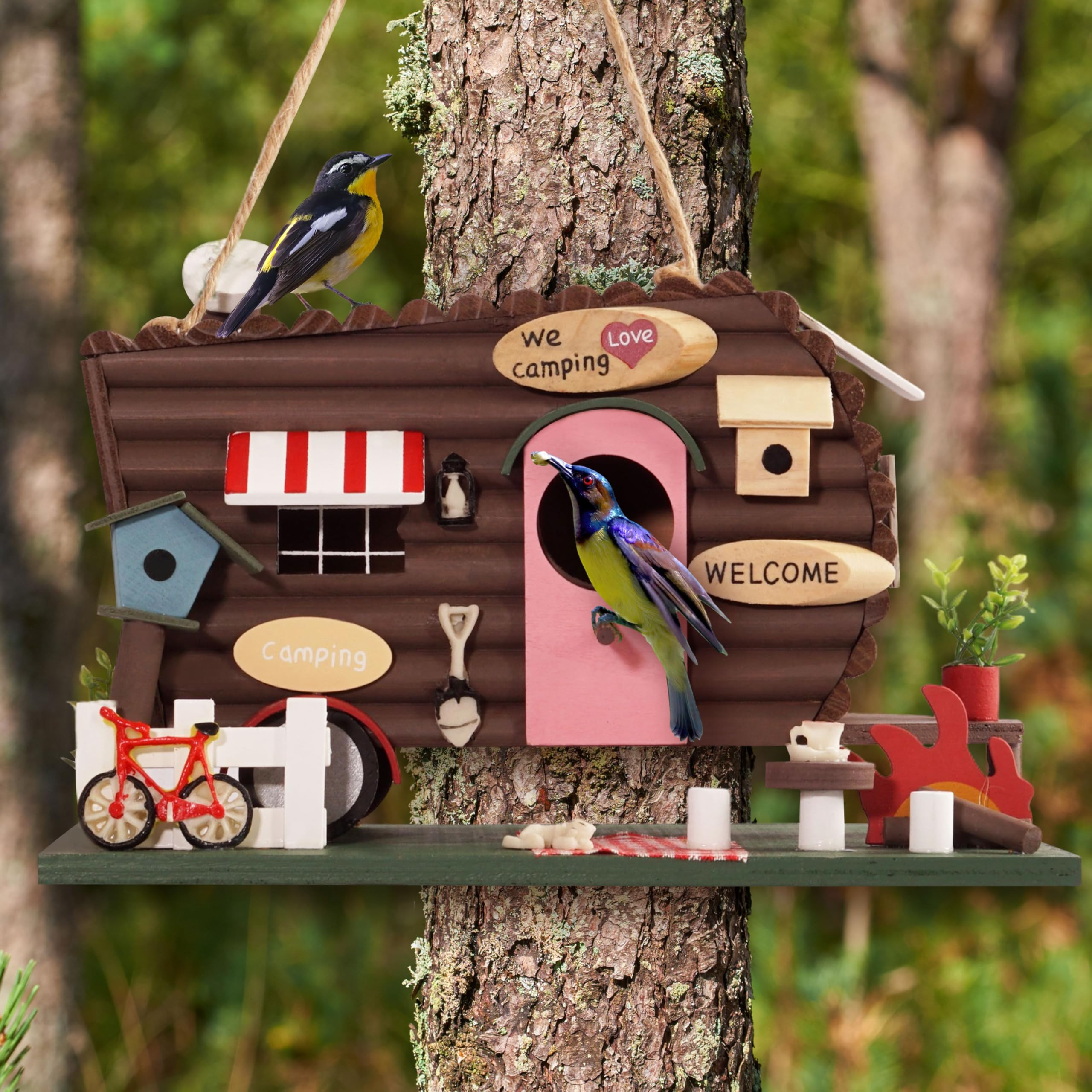 MIXUMON Bird Houses for Outside, Outdoor Bird House for Bird Families Bluebird Sparrow Finch Card... | Amazon (US)