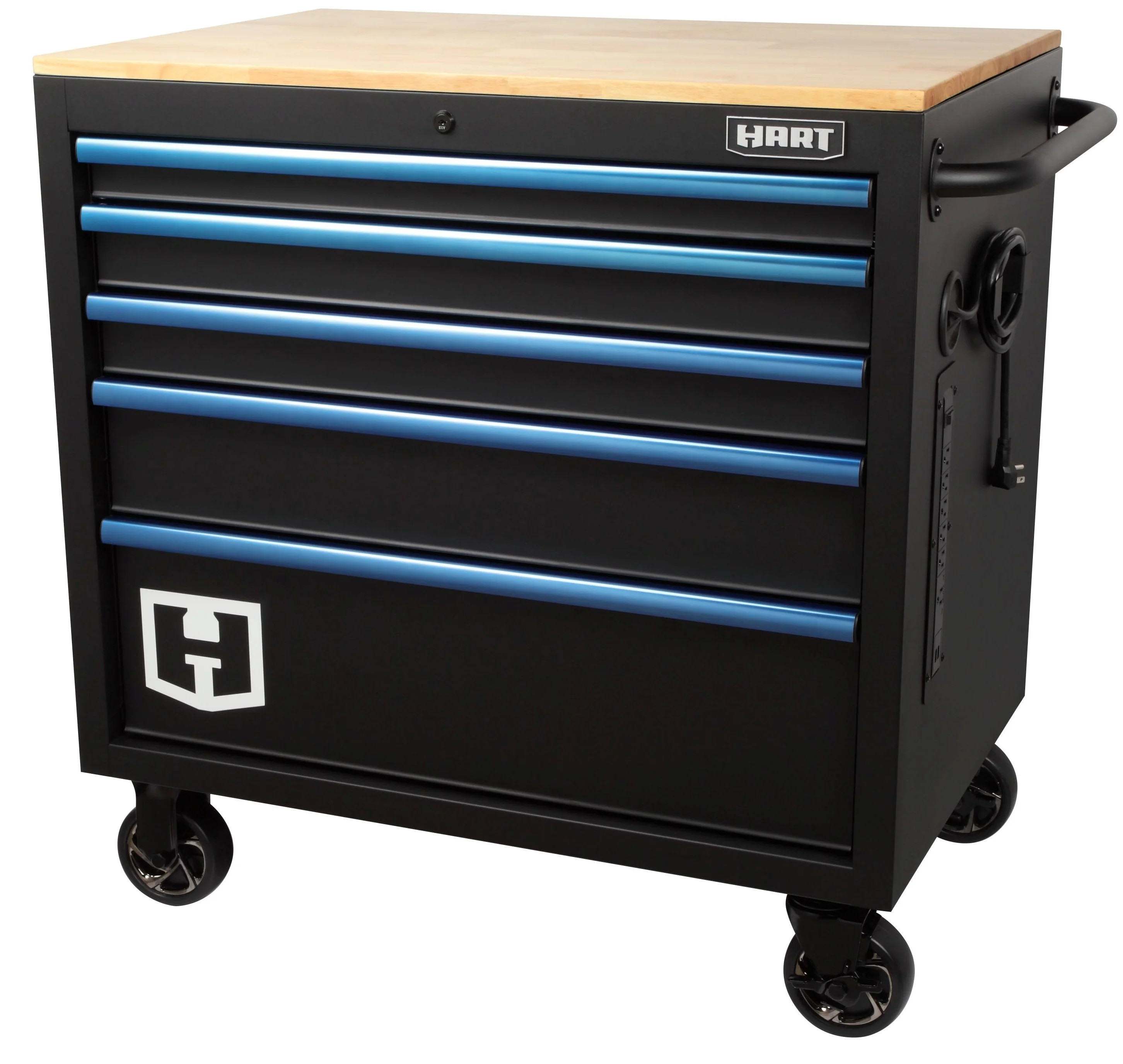 Hart 36-In W x 24-In D 5-Drawer Mobile Tool Chest Workbench W/ Wood Top, Garage Use | Walmart (US)