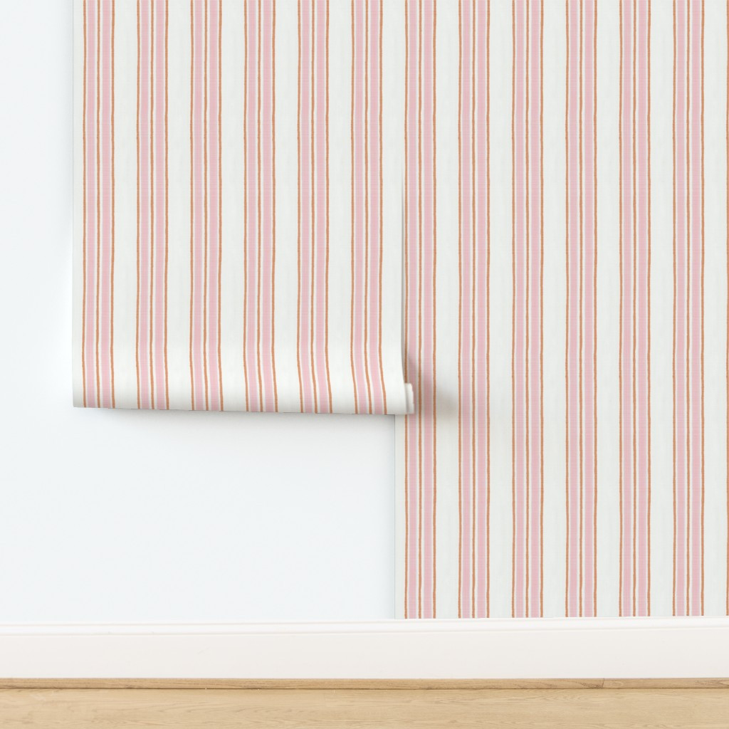 Wallpaper in Pink and Orange Anderson Stripe | Spoonflower