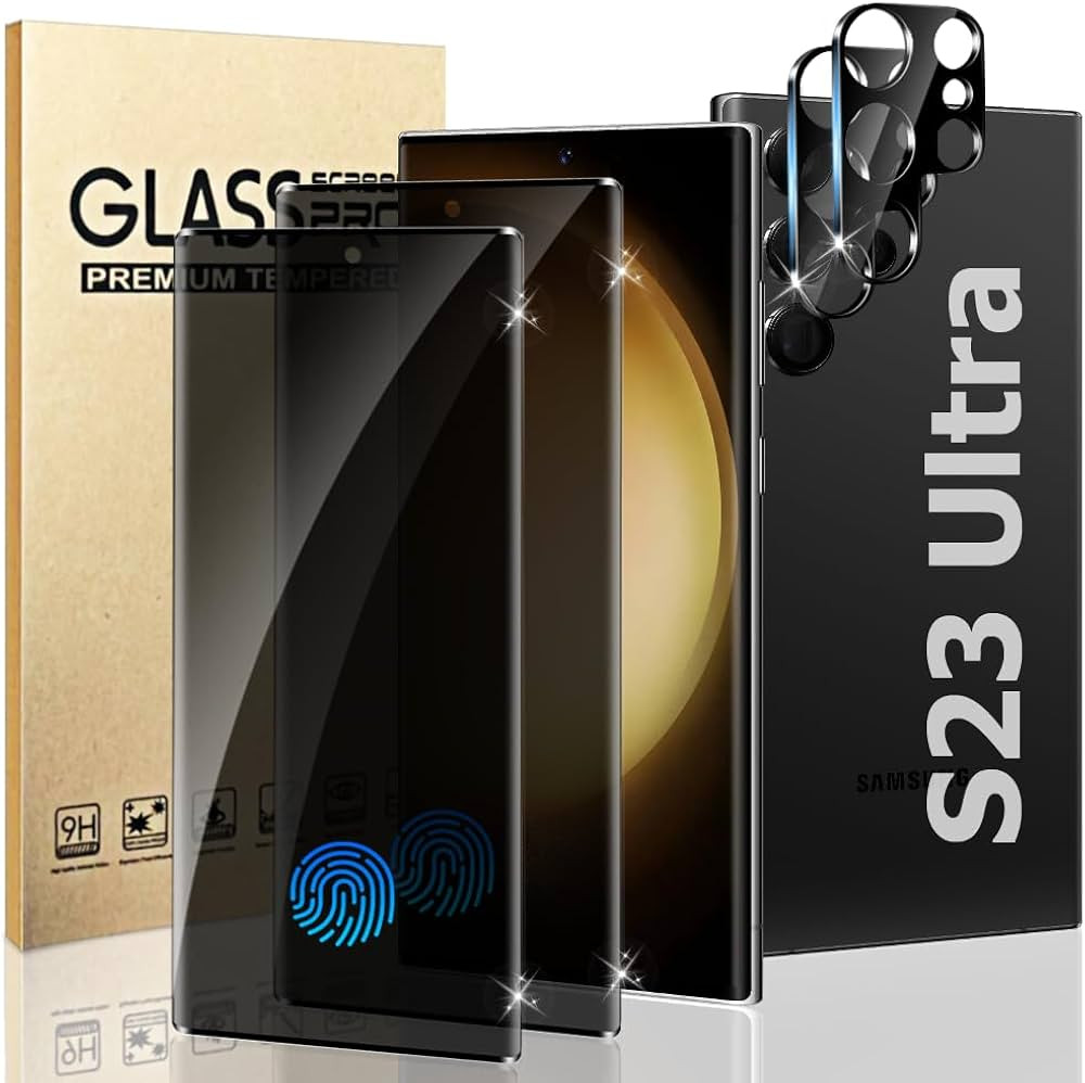 Galaxy S23 Ultra 5G Privacy Screen Protector [2+2 Pack] Camera Lens Protector, 9H Tempered Glass,... | Amazon (US)