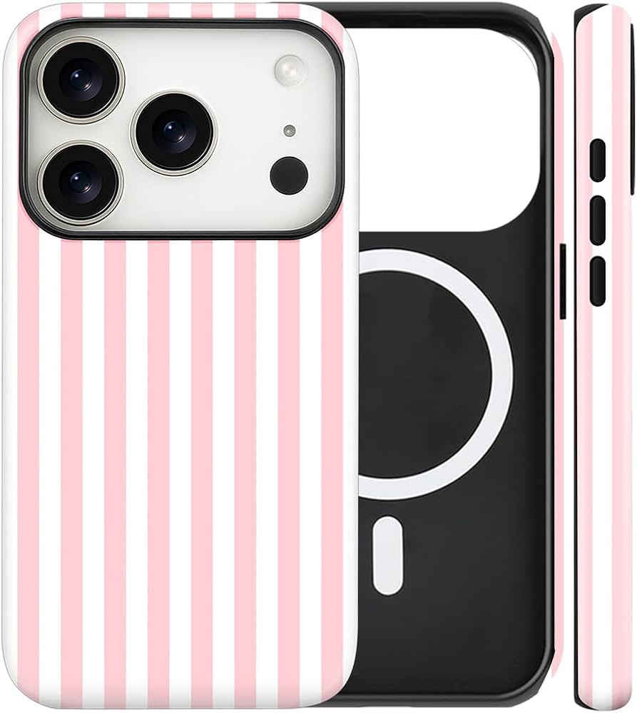 Magnetic for iPhone 17 Pro Max Case Cute Stripes Phone Case, Shockproof Slim TPU and Hard PC Prot... | Amazon (US)