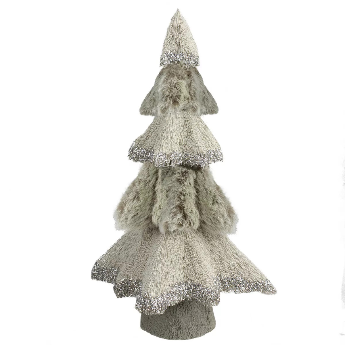 20" Gray and Beige Multi Textured Triangular Table Top Christmas Tree with Glitter | Kohl's