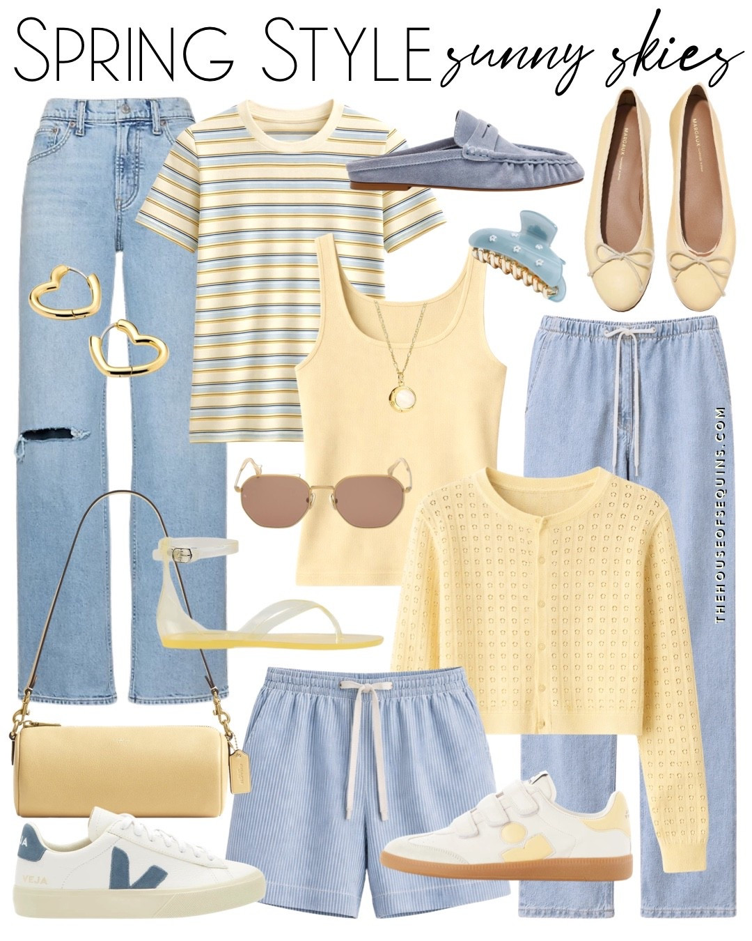 Shop Gap spring outfit new arrivals! Coach bag, ballet flats, Veja sneakers, loafer mules, matching sets, butter yellow spring dress, Easter dress

