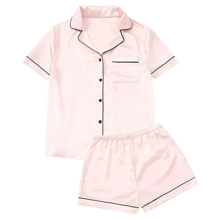 Baqcunre Satin Silk Loungewear Sets Sleepwear Womens Set Button Down Pajamas Two Piece Women Suit... | Walmart (US)