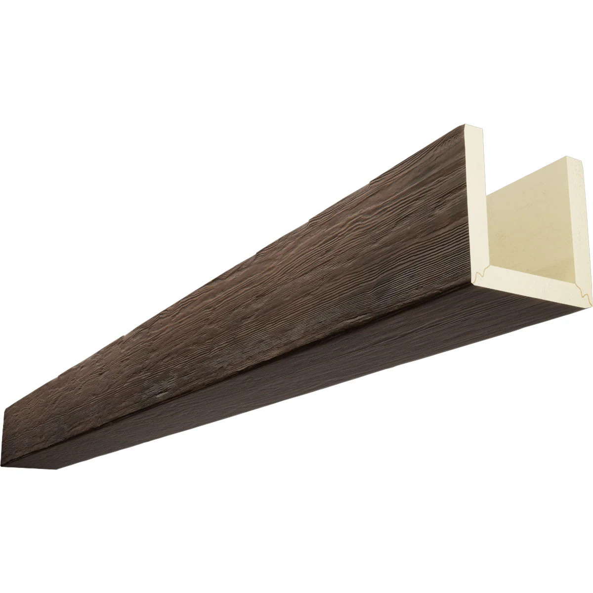 Ekena Millwork Rough Sawn 1-in x 6-in x 14-ft Aged Finished Polyurethane U-Shaped Decorative Beam in Brown | BMRS3C0060X040X168ZD | Lowe's