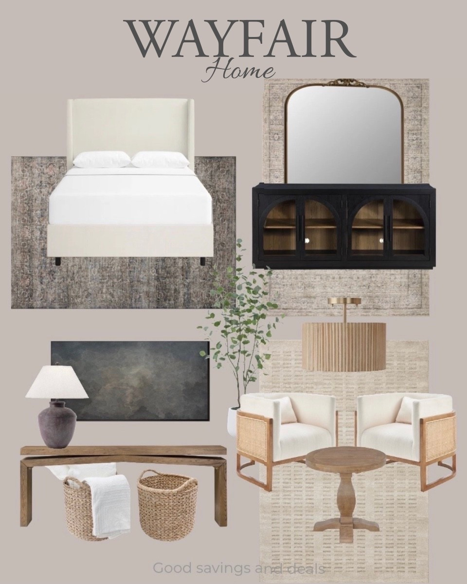Wayfair home finds for every room. Bedroom design. Modern neutral interior design. Accent chairs. Abstract wall art. Home inspiration. 

#LTKHome #LTKSaleAlert