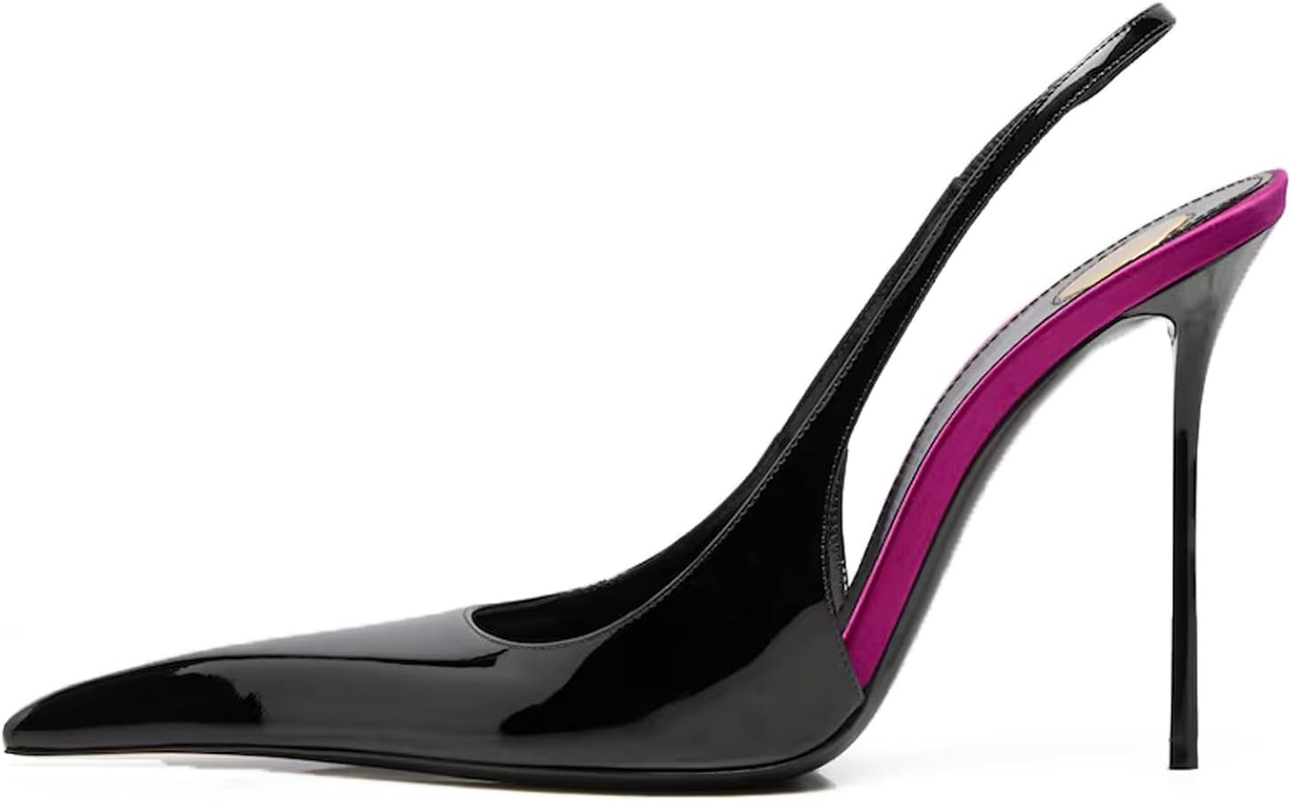 Stiletto High Heel Slingbacks for Women Patent Leather Closed Pointed Toe Pumps Slip on Elastic S... | Amazon (US)
