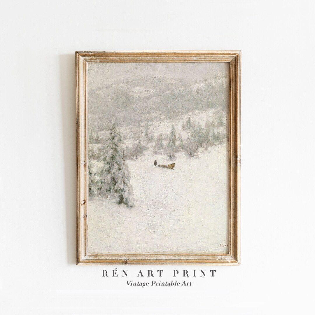 Antique Winter Print Snowy Landscape Painting Printable Art - Etsy | Etsy (US)