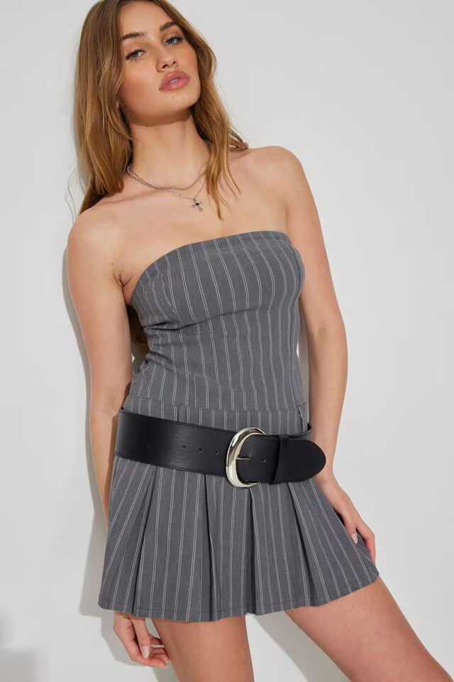 Pleated Drop Waist Mini Dress | Garage Clothing