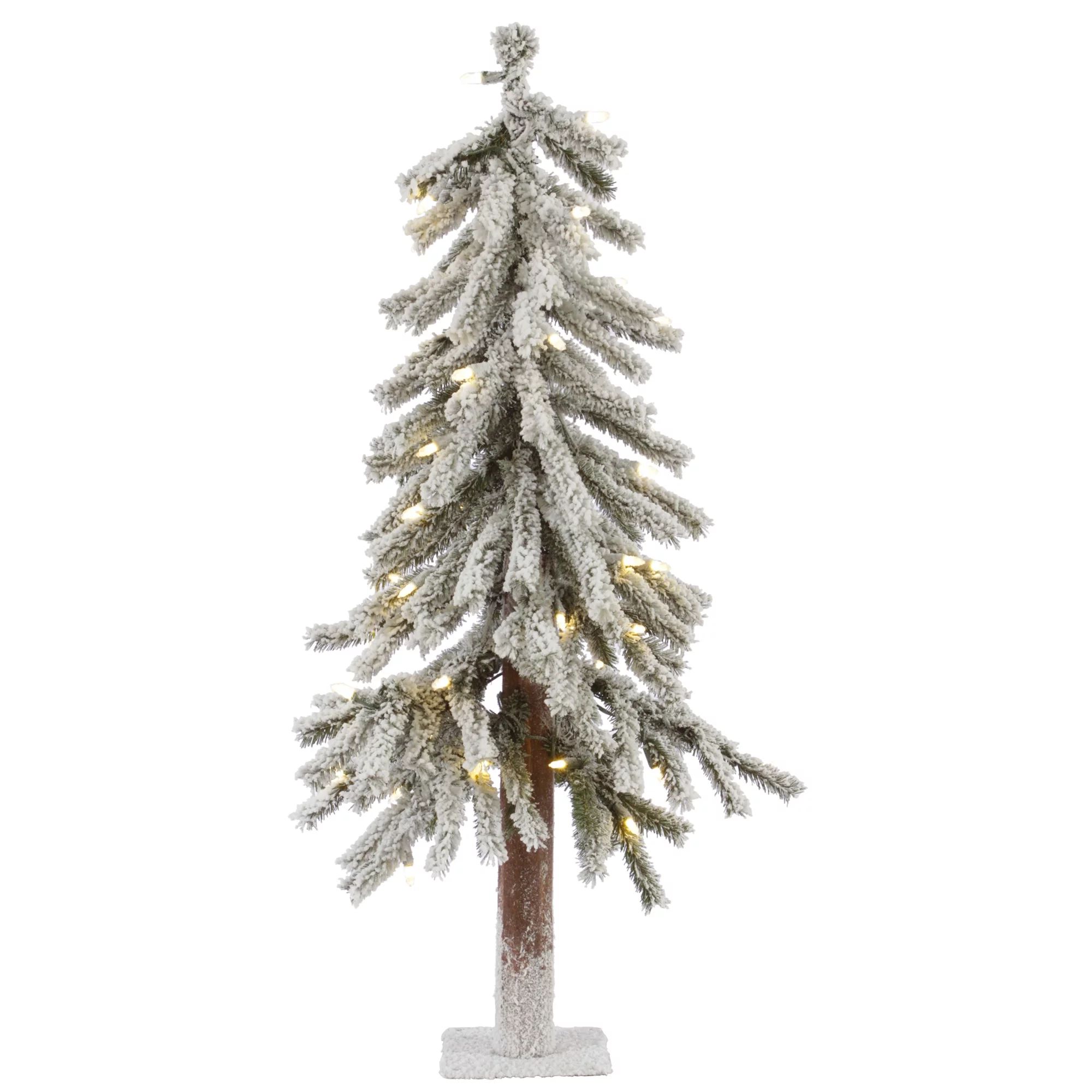 Vickerman Pre-Lit 3' Flocked Alpine Artificial Christmas Tree, LED, Warm White Lights | Walmart (US)
