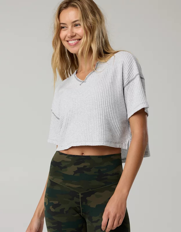 OFFLINE By Aerie Wow! Waffle Notch Neck T-Shirt | Aerie