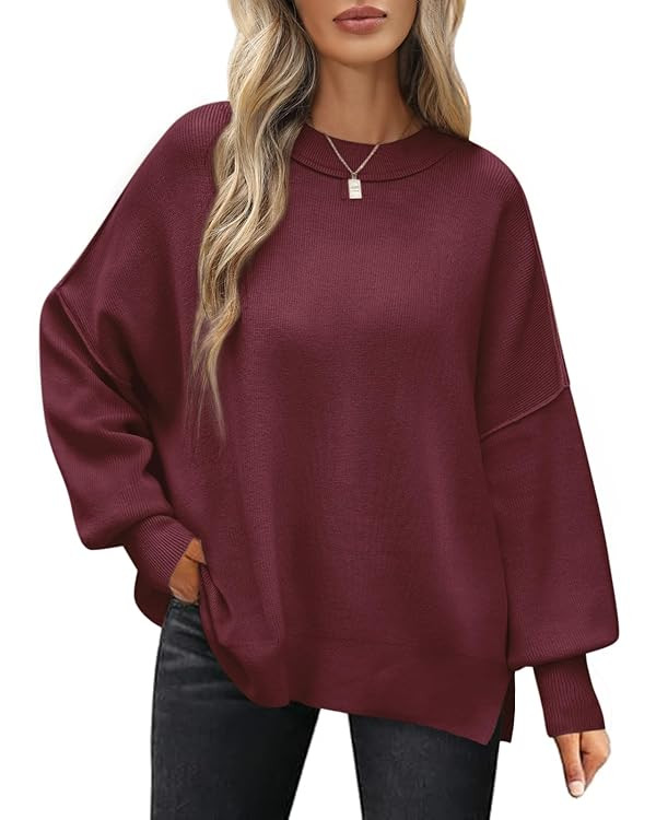 Women's Jumpers Oversized Fall Winter Long Sleeve Tops Ladies Loose Fit Crew Neck Sweaters Casual... | Amazon (UK)