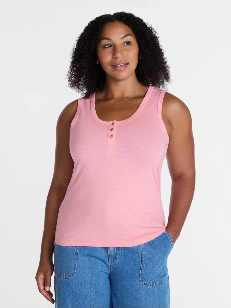 Time and Tru Women’s Slub Henley Tank Top, sizes XS-XXXL | Walmart (US)