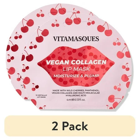 (2 pack) Vitamasques Cherry Vegan Collagen Lip Mask, Moisturize & Plump , One Patch | Walmart (US)