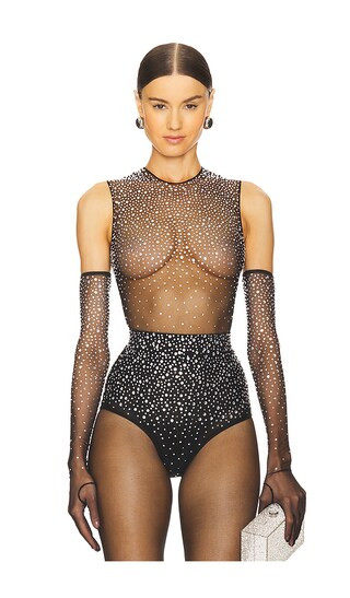 Crystal Mesh Bodysuit in Black | Revolve Clothing (Global)