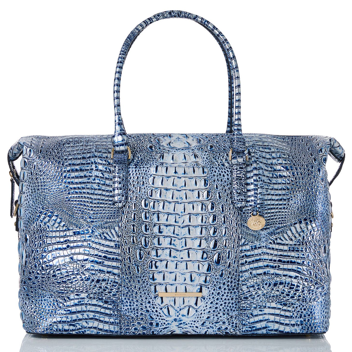 Duxbury Weekender Leather Bag | Coastal Blue | BRAHMIN | Brahmin