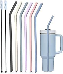 Tegion Pastel Color 14” Extra Long Silicone Replacement Straw for 40 oz Stanley Cup, Reusable F... | Amazon (US)