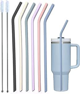 Tegion Pastel Color 14” Extra Long Silicone Replacement Straw for 40 oz Stanley Cup, Reusable F... | Amazon (US)