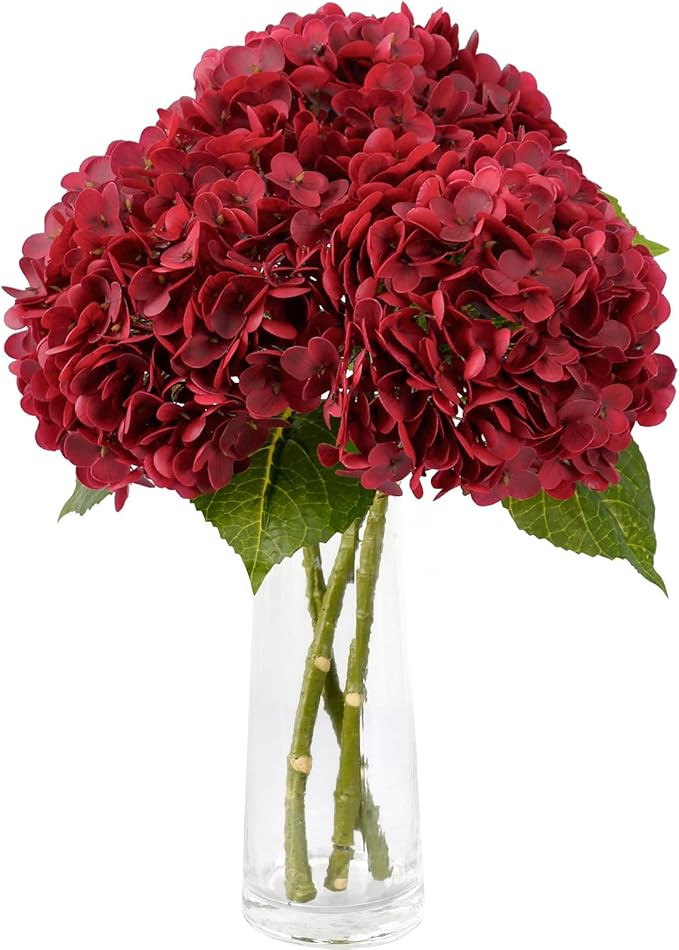 Leftover 3 Pcs Fall Hydrangea Artificial Flowers,21" Real Touch Faux Hydrangea Flowers and 3 PCS ... | Amazon (US)