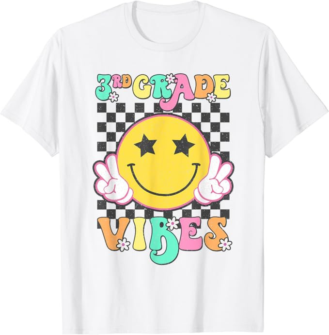 Girls 3rd Grade Vibes Smile Face Back to School Third grade T-Shirt | Amazon (US)