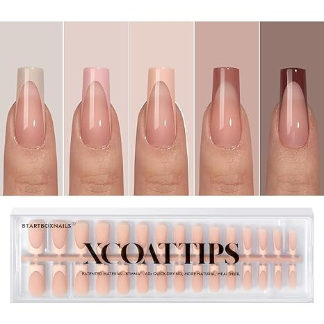 btartboxnails XCOATTIPS Press on Nails - French Tip Press on Nails, Fall Nails Long Square Nail T... | Amazon (US)