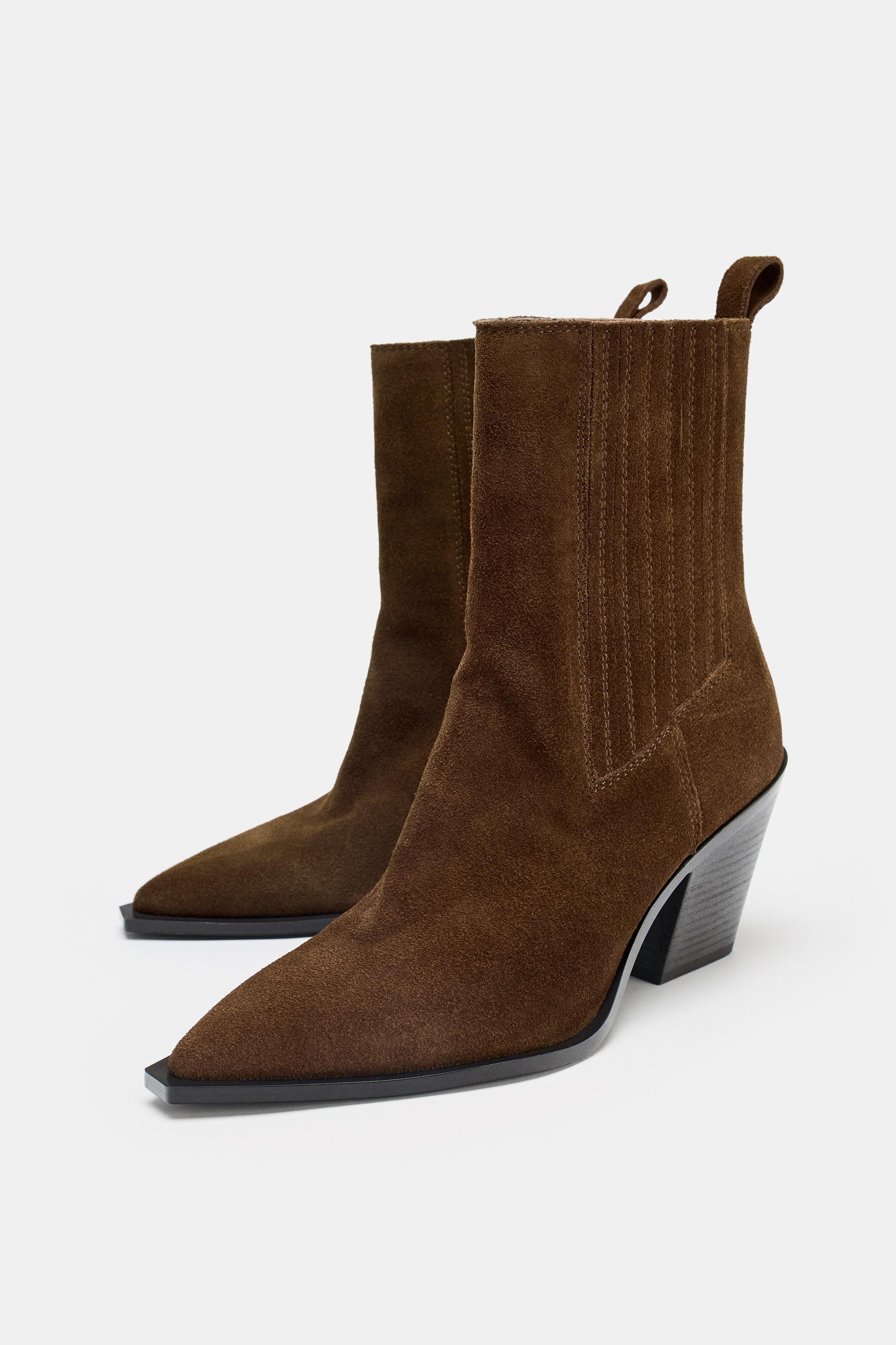 SPLIT LEATHER COWBOY ANKLE BOOTS | Zara US