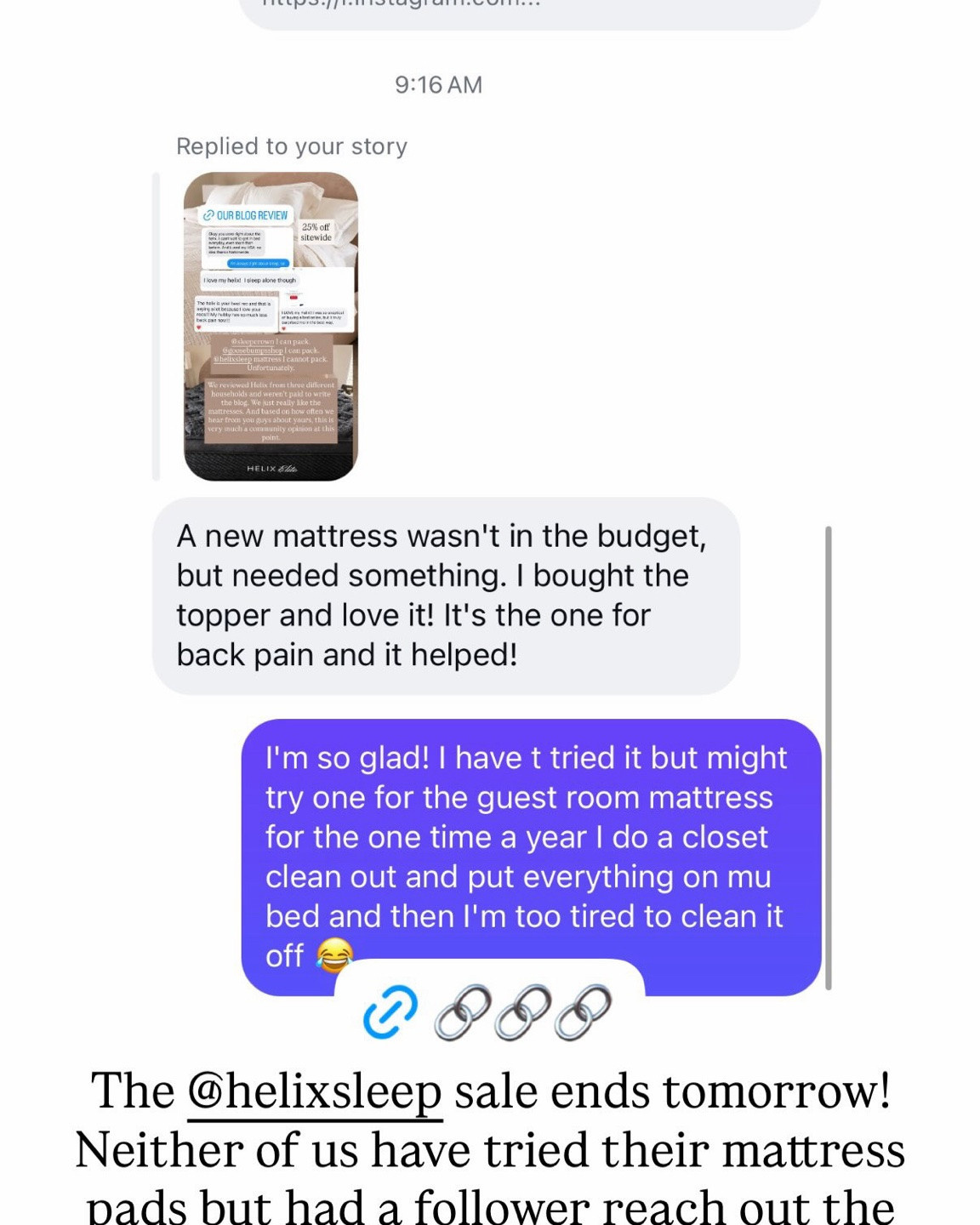 The Helix Fall Savings Event ends soon! 20% off sitewide with code FALLSALE20.

We are honest-to-goodness obsessed with these mattresses. Like we’ve written an entire blog post about them with zero incentive other than to spread the Helix gospel. 🛌 Missy has the Midnight Elite, and Sarah has the Midnight Luxe + BedJet Climate Controller, which has been a game-changer for temperature regulation and night sweats. You can take a mattress quiz to determine your best match, and if it’s not a good fit, they have a 120-day money-back guarantee that includes disassembly and pickup.

Neither of us have tried their mattress toppers, but we’ve had some followers speak very highly of them, so we linked those here too! They’re almost $100 off ($465 ➡️ $372), and the Birch Plus Organic Mattress Topper is $426 (normally $532).

#LTKSaleAlert #LTKHome
