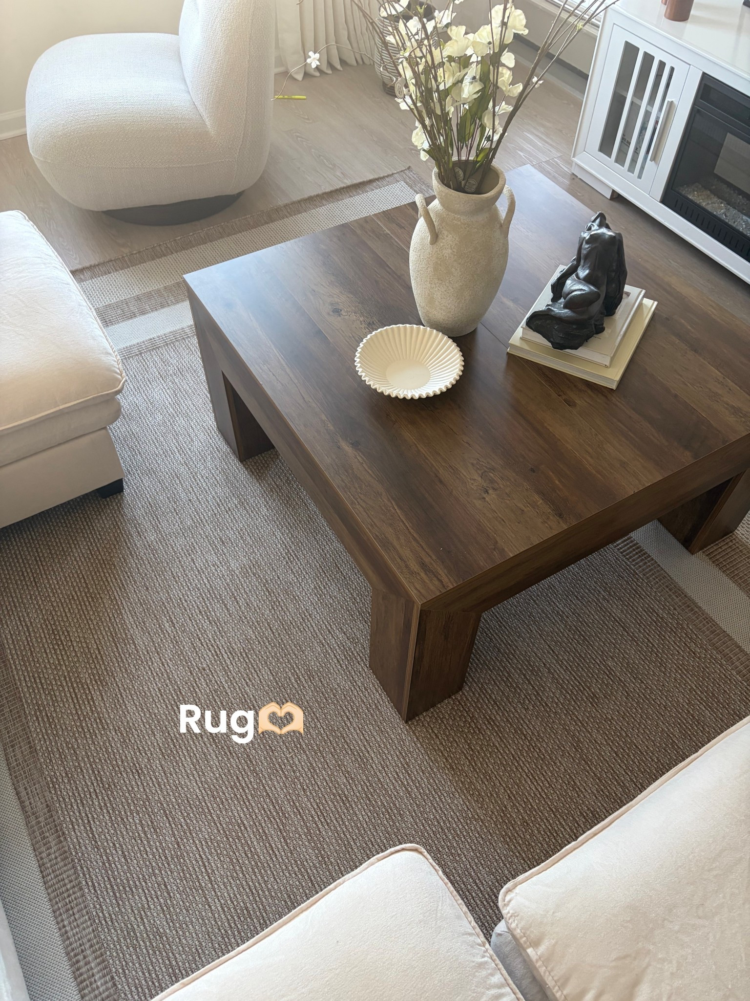 Beautiful rug! Indoor/outdoor size 8x10  it’s Jonathan Y and the coffee table Tribesigns:) 

#LTKSeasonal #LTKHome #LTKValentine