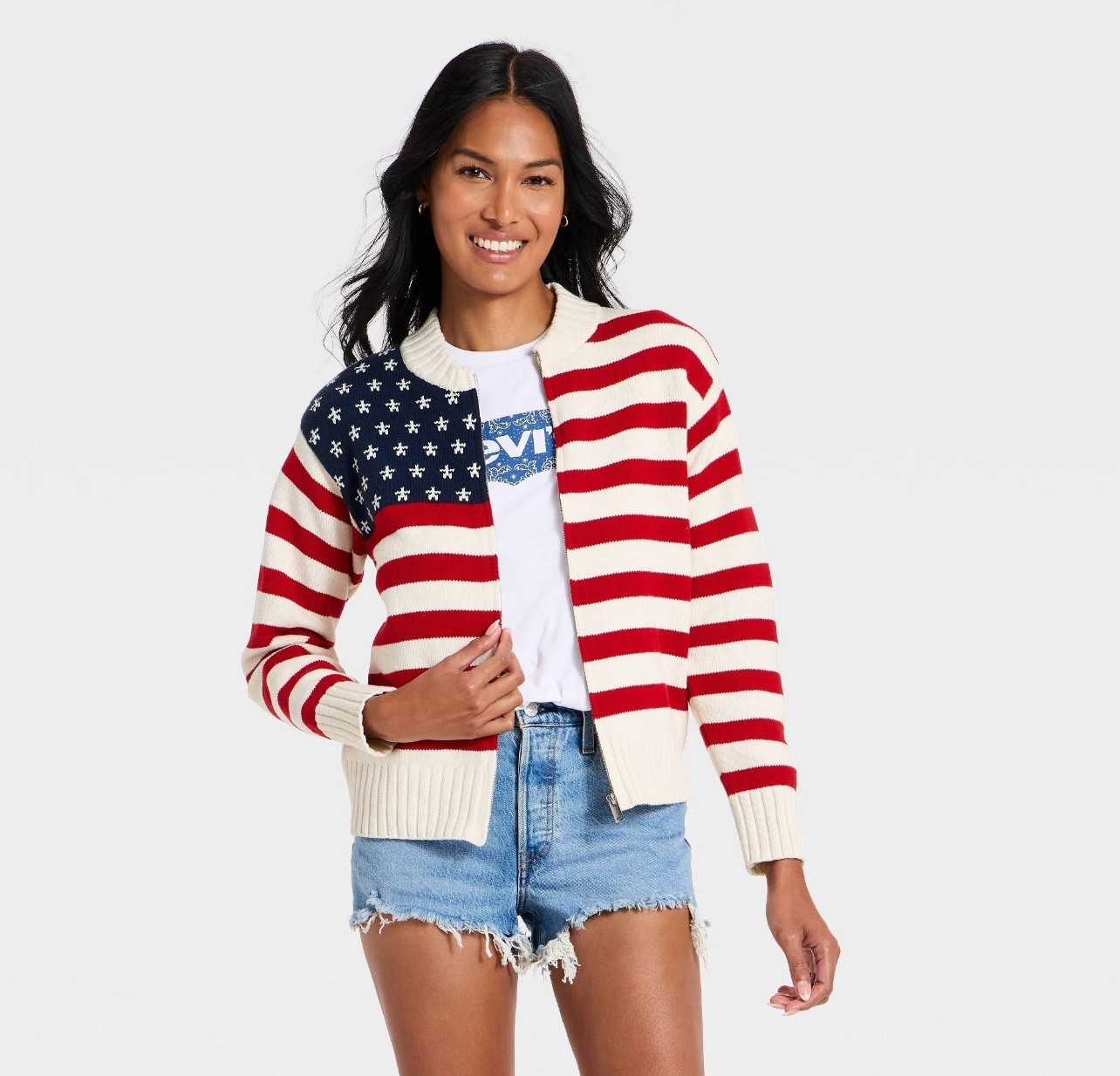 Women's Americana Full Zip Cardigan - Universal Thread™ Cream M