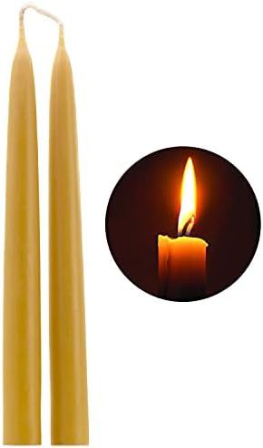 Natural Beeswax Taper Candles, DEYBBY Long Burning Handmade 10" Tapered Candlesticks, 9Hrs Burn Time | Amazon (US)