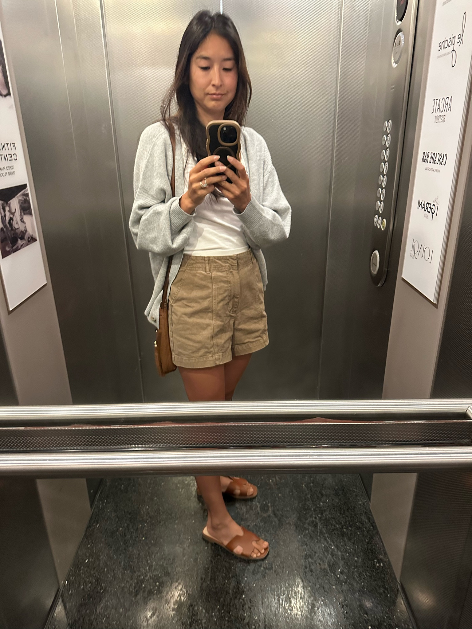 I'm just sharing this outfit because it's a solid travel outfit for anywhere. It's just a plain white scoop neck tee shirt, structured shorts, comfy, but stylish sandals, a leather cross body bag (with a zipper), and a cardigan. 

 #LTKootd #LTKActive #LTKTravel