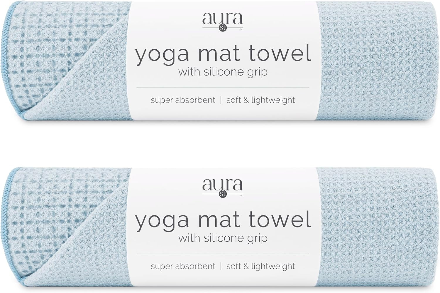 S&T INC. Aura Microfiber Yoga Mat Towel with Grip, 2 Pack, 24" x 72", Blue | Amazon (US)