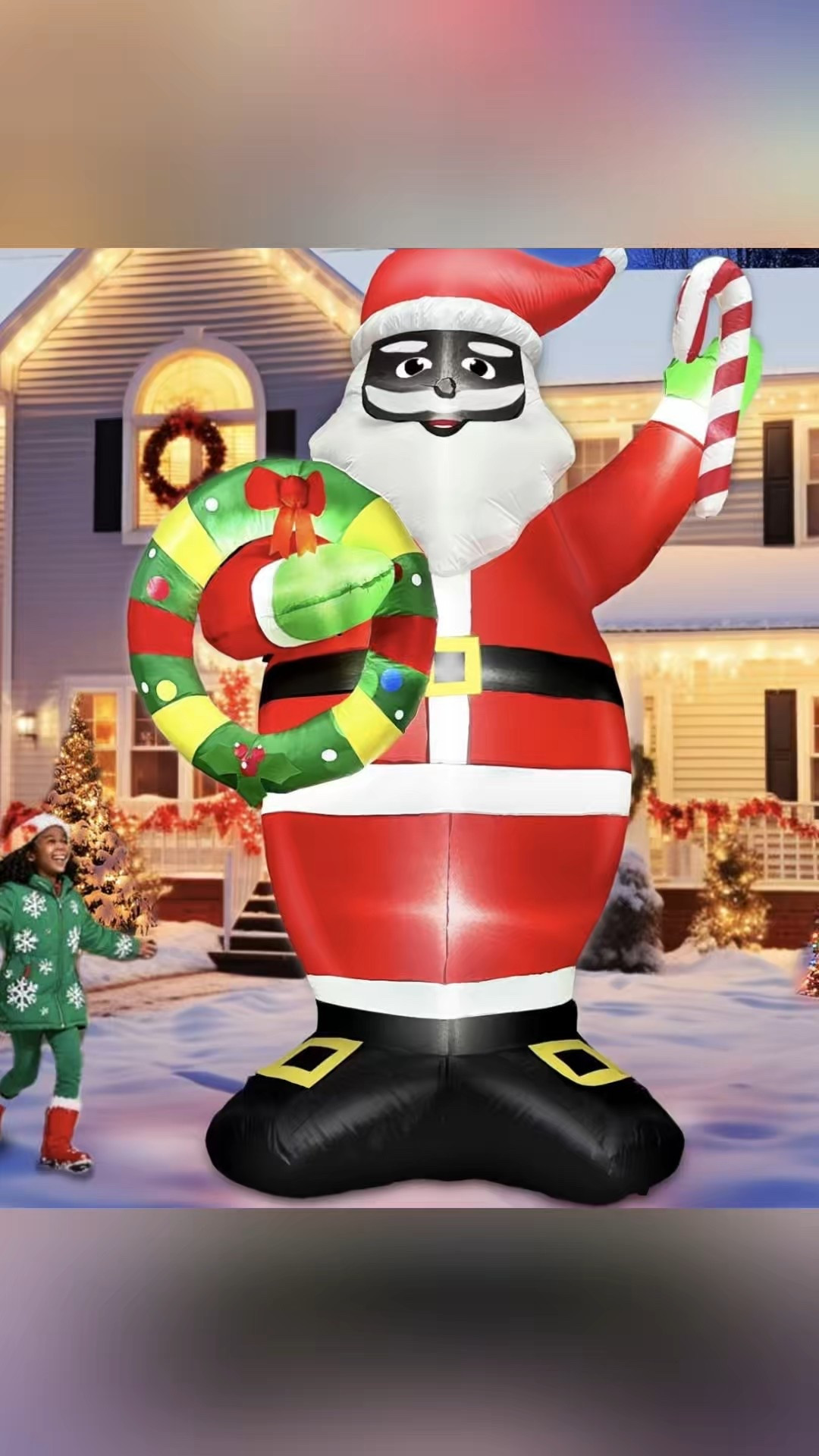 7 Ft Large Christmas Inflatables Black Santa Claus Outdoor Holding Candy Cane & Wreath, LED

#LTKHoliday #LTKHome #LTKSeasonal