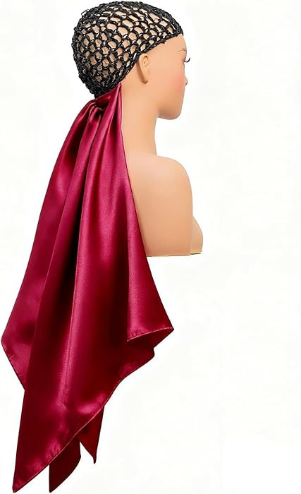 ROSEBONY Wrap Cap Hair Net with Scarf, Heatless Silk Press Hair Care, Shower Cap (color-9) | Amazon (US)