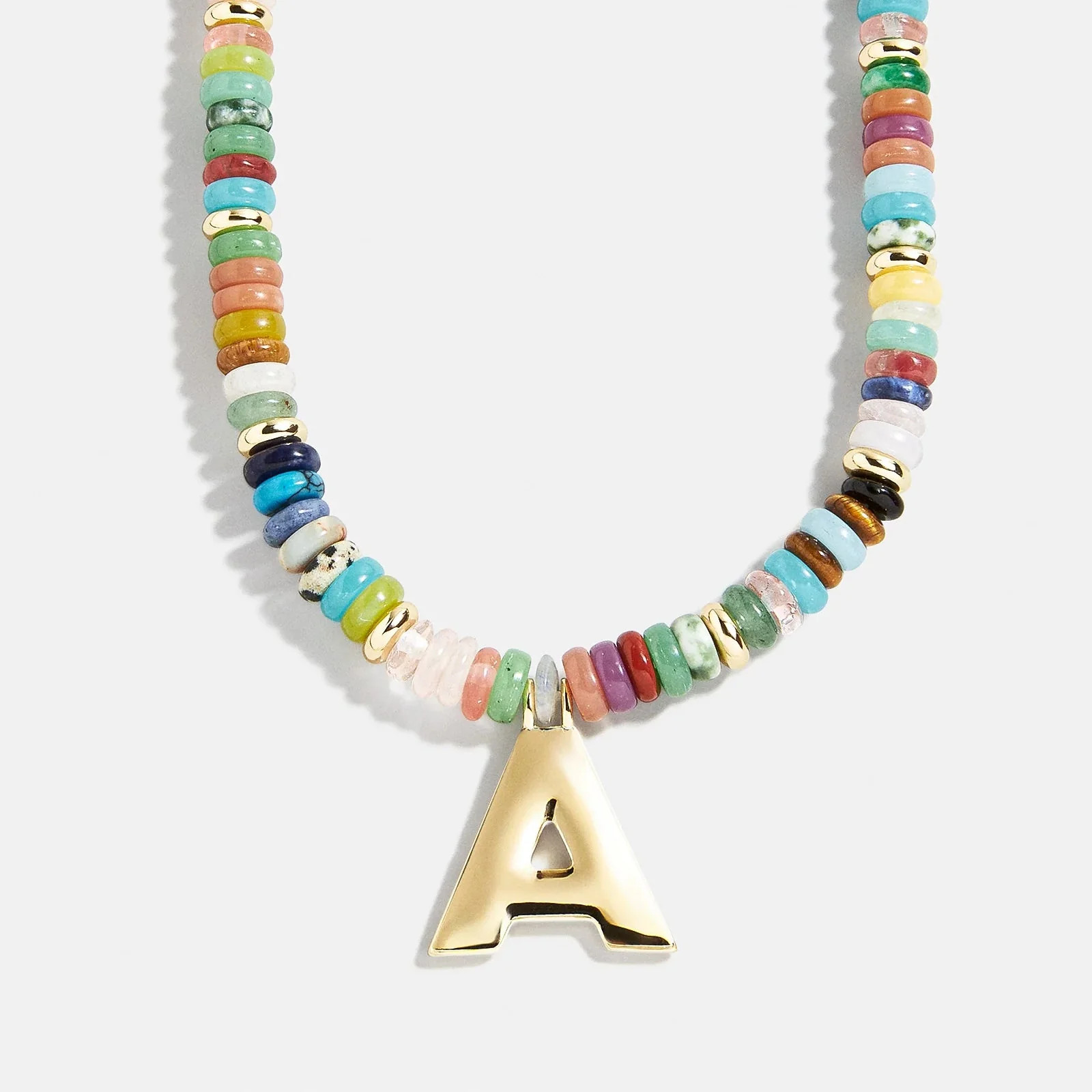 Semi-Precious Block Initial Necklace - Multi/Gold | BaubleBar