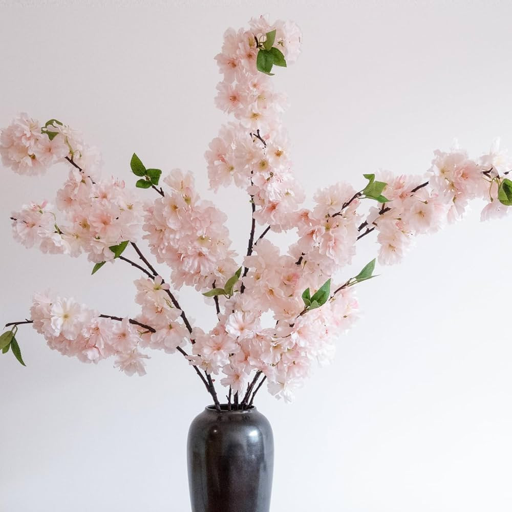 47.2 inches Cherry Blossom Branches, 3 Pieces Artificial Pink Flower Branches, Extra Long Flower ... | Amazon (US)