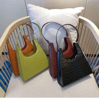 Croc Grain Faux Leather Shoulder Bag | YesStyle Global