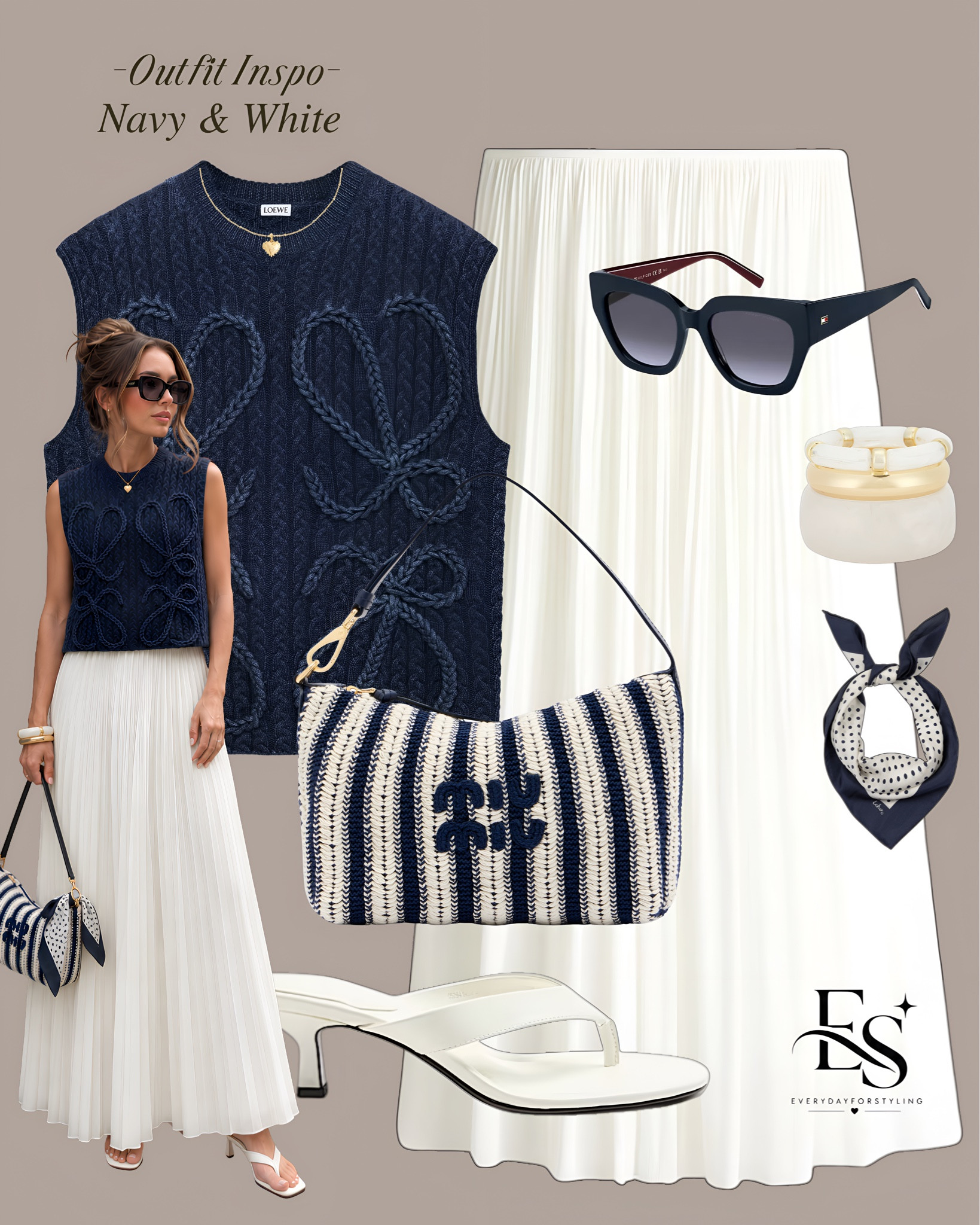 Navy cable knit + white pleated maxi = the outfit that never needs an introduction 💙🤍

navy and white outfit ideas, navy blue summer outfit, white pleated maxi skirt outfit, cable knit vest outfit, wide leg jeans summer styling, bandana waist styling, summer outfit inspo women, chic summer outfits 2025, navy outfit aesthetic, elegant summer looks, classic color combination outfits, maxi skirt styling ideas, quiet luxury summer outfits, elevated casual summer looks, navy white wardrobe staples, summer fashion women over 30, how to style wide leg jeans, outfit ideas for women, summer wardrobe essentials, tonal dressing navy

#LTKSeasonal #LTKootd #LTKTravel