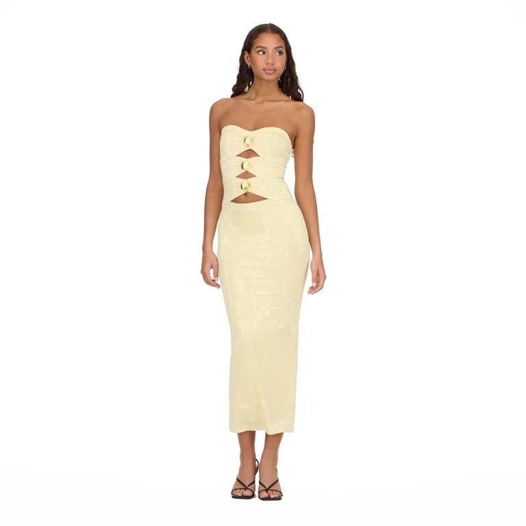 Forever 21 Women\u2019s Bandage Style Maxi Dress with Seashell Hardware, Strapless Cutout Bodycon... | Walmart (US)