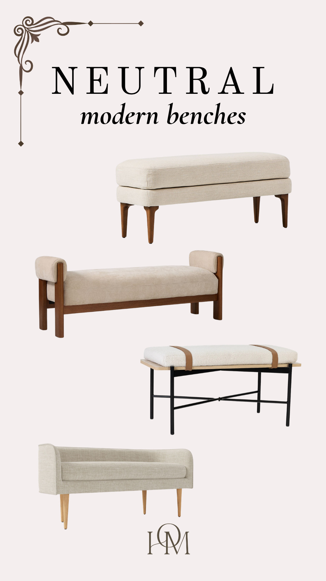 Neutral modern benches 

 #LTKHome