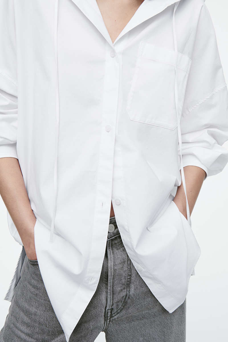 OVERSIZED HOODED SHIRT - WHITE - Shirts - COS | COS (US)