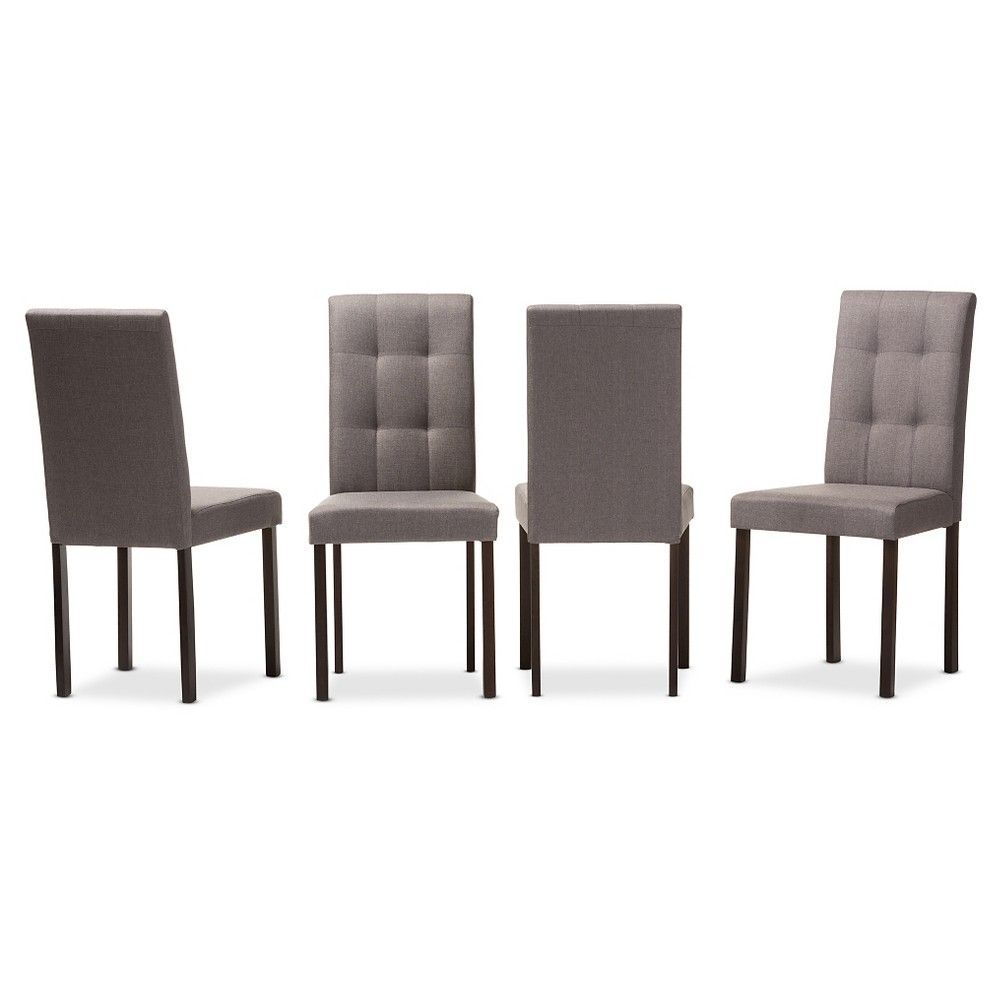 Set of 4 Andrew Modern & Contemporary Fabric Upholstered Grid-tufting Dining Chairs Gray - Baxton St | Target