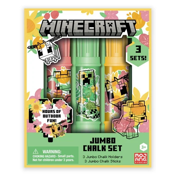 Minecraft Jumbo Chalk Set, Includes 3 Chalk Holders, Multi-Color | Walmart (US)