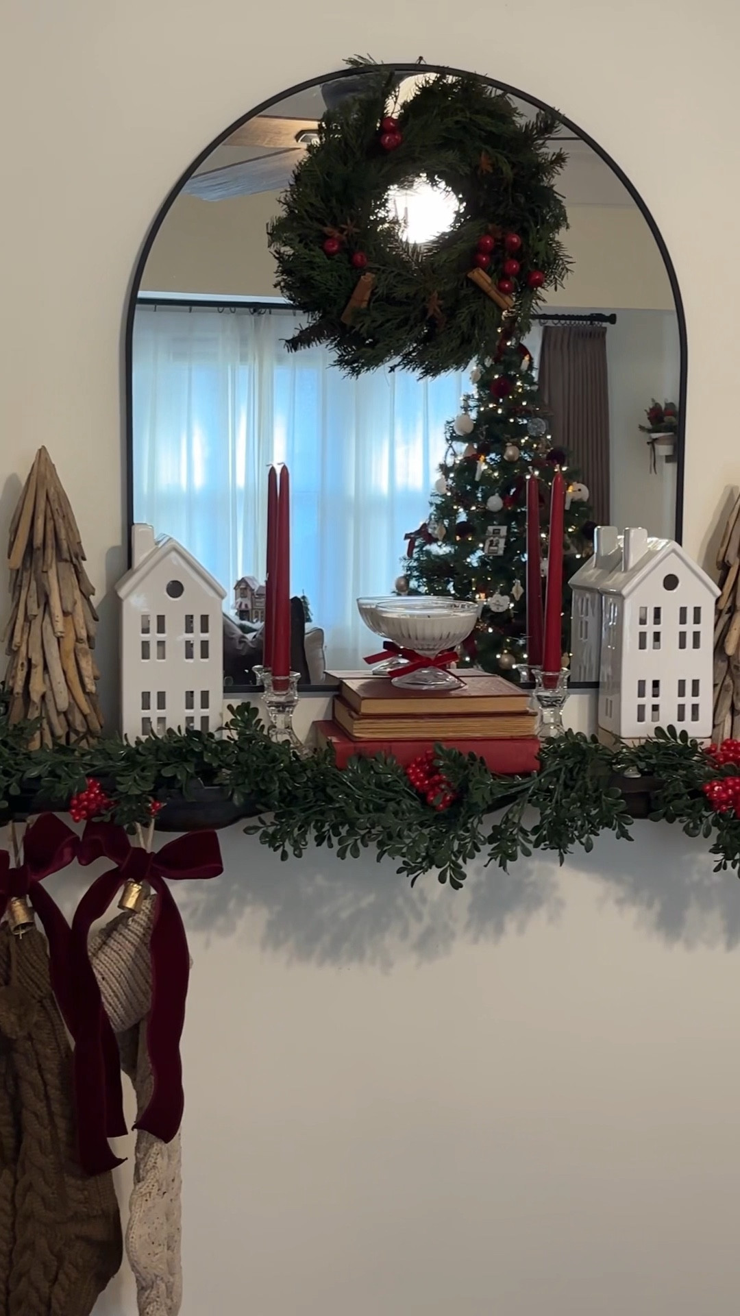 My living room all dressed for Christmas! Burgundy tones, traditional greens, a tiny winter village, and candles bringing all the warm, nostalgic magic 🤍


2025 Christmas tree, burgundy Christmas tree, small home inspo, Christmas home inspo, Christmas decor styling, neutral aesthetic, cozy home, traditional Christmas, nostalgic Christmas, small living room inspo, living room Christmas decor 

#LTKHoliday #LTKFindsUnder50 #LTKHome