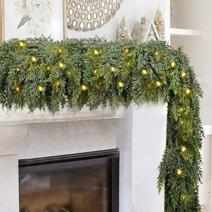 Christmas Garland,Artificial Cypress Cedar Pine Needles Greenery Seasonal Garland for Christmas T... | Amazon (CA)