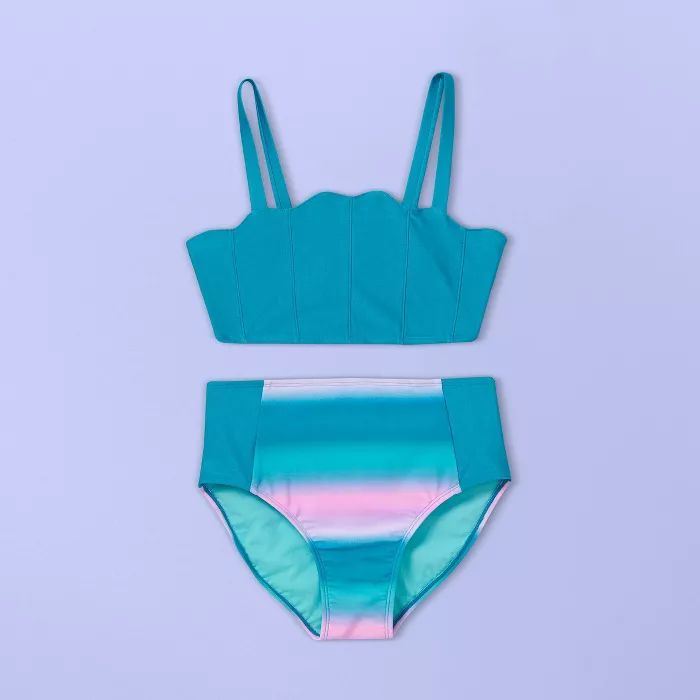 Girls' Mermaid Bikini Set - More Than Magic™ Aqua | Target