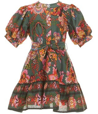 Big Girls Bubble Sleeve Floral Print Dress | Dillard's