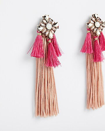 Stone Tassel Fringe Drop Earrings | Express